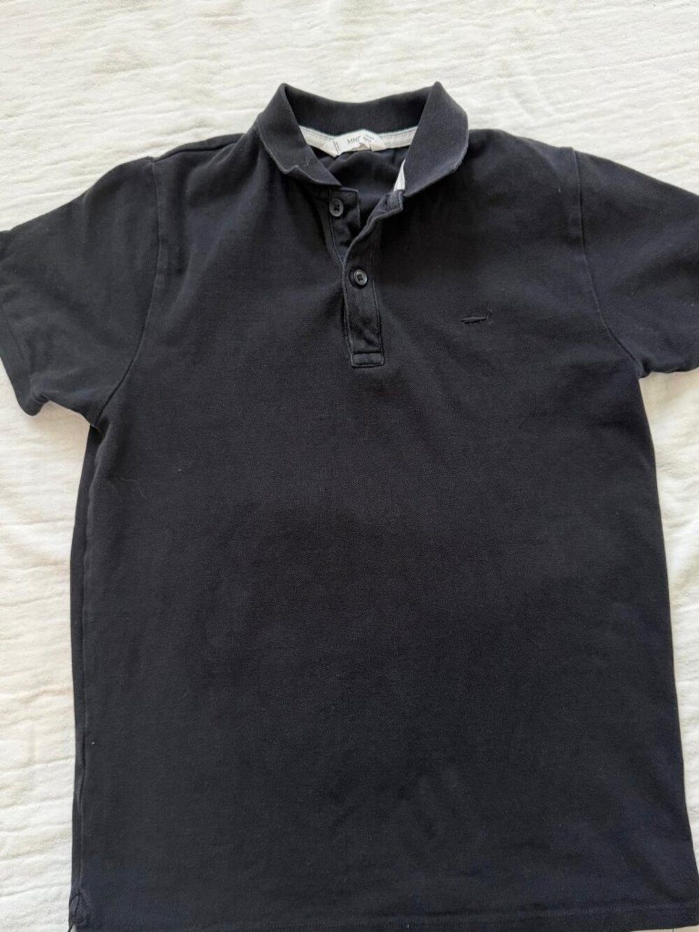 Mango Teen (Spain) boys short sleeve polo shirt. Black.